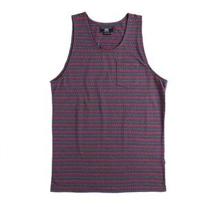 Men's Striped Tank Top with Stylish Chest Pocket Modern and Casual Look Size M